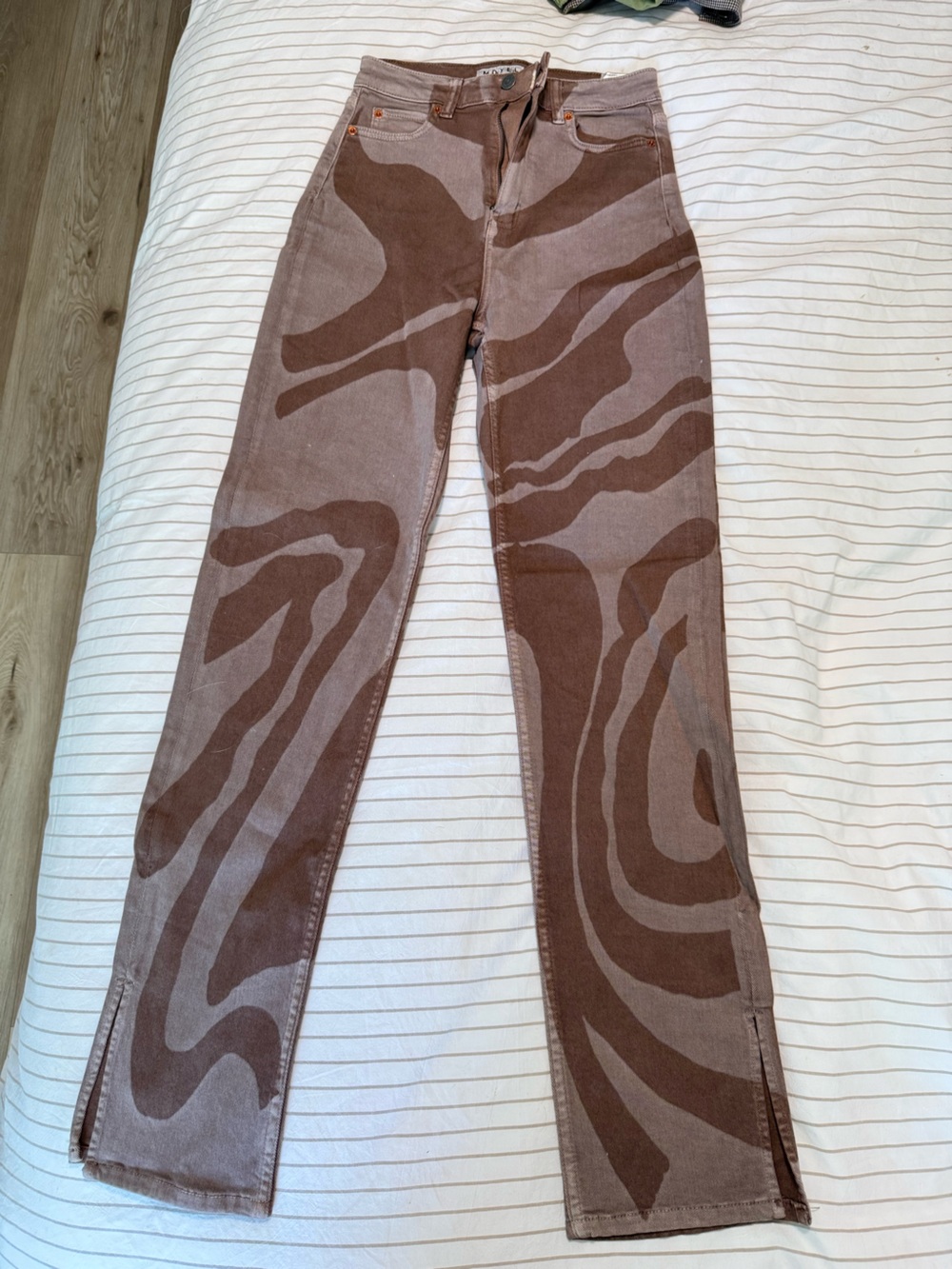 Motel Rocks Brown Swirl Pattern Jeans